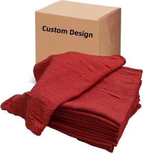 Factory Direct Red Cleaning Cloth Set with Custom Logo Packaging Reusable Absorbent Shop Towel for Car Grease