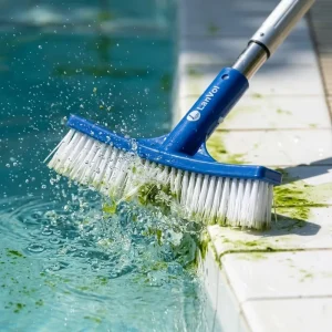 Factory Direct Swimming Pool Cleaning Tools Blue Nylon Bristle Curved Pool Brush for Walls and Floor