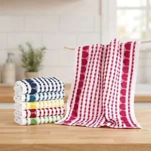 Factory Direct Unique Stripes Design Kitchen Towel Highly Absorbent Woven Quick-Dry Eco-Friendly Dish Cloth Exquisite Pattern