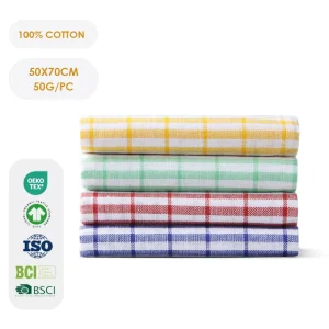Factory Direct White Checkered Eco Friendly 100% Cotton Kitchen Tea Towels 50x70cm