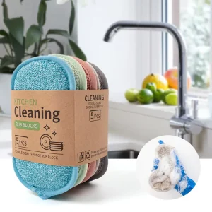 Factory Efficient Cleaning Double-Sided Microfiber Kitchen Scouring Pads for Home Washing Microfiber Sponge Scrub Pads