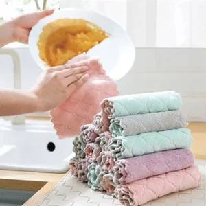 Factory Knitted Kitchen Towel 15*25cm Microfiber Kitchen Dish Washing Towels