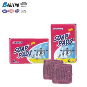 Factory Price 6 Pcs Safe Quality Kitchen Steel Wool Soap Pads for Dishes