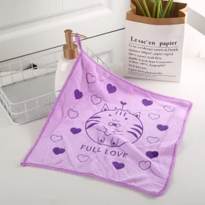 Factory Price Cleaning Towel Microfiber Custom Printed Cartoon Pattern Towel Square Women Bath Hair Towels