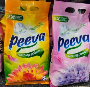Factory Price Eco Friendly Peeva Detergent Powder 120 Grams High Foam Apparel Stain Remover Floral Fragrance