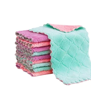 Factory Price Kitchen Cloth Dish Towels Super Absorbent Coral Velvet Dishtowels Nonstick Oil Washable Fast Drying