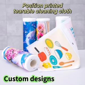 Factory Price Microfiber Towel Position Printed Tearable Cleaning Cloth Roll Reusable Kitchen Dish Cleaning Cloth Towels Custom