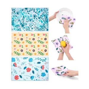 Factory Super Soft One Pack Microfiber Floral Printed Customizable Reusable Kitchen Towel for Home Use