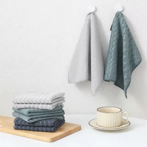 Factory Terry Cloth Bath Towels Soft Plush Jacquard Collection Hand Towels Grey Double-sided Durable Cleaning Cloths