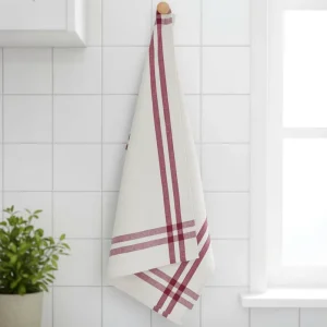 Factory custom cotton kitchen tea towels and dish towels with woven stripes. BSCI and OEKO TEX certified