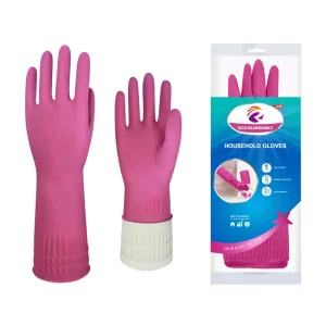 Flexible Thick 38cm Long Sleeve Latex Gloves Anti-Slip Waterproof Flock Lining for Kitchen Dishwashing Laundry Car Wash