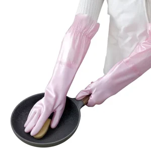 Flocking Household Gloves Kitchen Bowl Washing Thickened Rubber Latex One layer Fleece Clothes Washing Waterproof Non