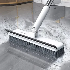 Floor Tile Cleaning Long Handle 2 in 1 Squeegee Broom Floor Scrub Brush
