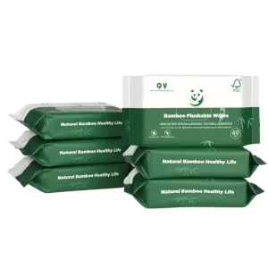 Flushable Toilet Wipes Biodegradable pH Balanced Alcohol Free Unscented Wet Wipes for Adult Sensitive Skin