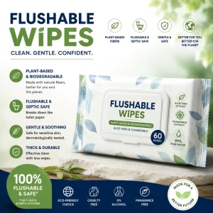 Flushable Wet Toilet Paper Compostable Biodegradable Wet Wipes with Plant Fiber Material for Personal Hygiene Care
