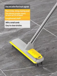 Fonoran Newest 2 in 1 Floor Scrub Gap Brush Broom Brush Plastic Floor Cleaning Sweeping Broom Scrubbing Brush