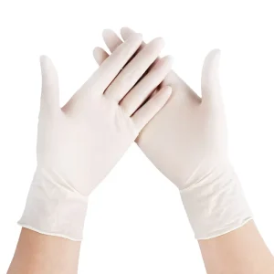 Food Grade Disposable Latex Gloves Milky White 5g Powder Free Textured Fingers High Elasticity Durable Natural Latex