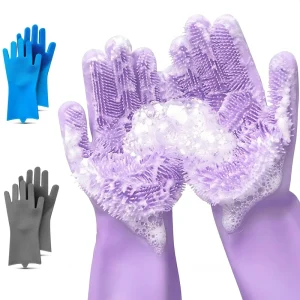 Food Grade Silicone Dishwashing Gloves Anti Slip Waterproof Heat Resistant Reusable Kitchen Gloves for Home Pet Care Cleaning