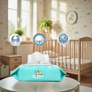 For 80 Count Cotton Butt Cleansing Wet Wipes Hypoallergenic Baby Wipes for Cleaning Customizable Household Item