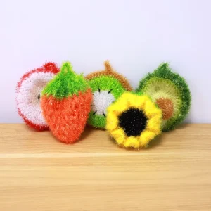 Fruit Design Multi Functional Acrylic Fabric Dish Scrub Non Scratch Scouring Pad Dish Cleaning Scrub Sponge for Kitchen