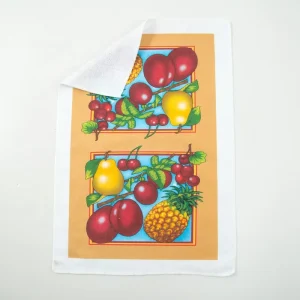 Fruit Pattern Printing Absorbent Microfiber Kitchen Towel Customized Design Logo Reusable Kitchen Cleaning Cloth