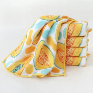 Fruit Pattern Printing Microfiber Kitchen Towel Customized Size Logo Thickened Home Use Cleaning Cloth