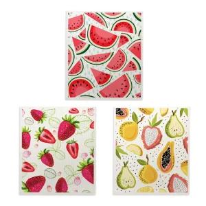 Fruits Design Swedish Dishcloth for Kitchen Eco Friendly Reusable Paper Cotton Cellulose Towel Sponge Cloth