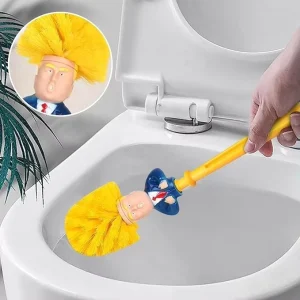 Fun Design Toilet Brush with 360° Cleaning Quick Drain Base & Yellow Bristles Novelty Bathroom Cleaning Tool