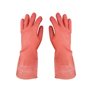 Good Selling Household Work Gloves Anti Slip Elastic Cuff Cotton Latex Rubber Gloves Pink for Dish Washing