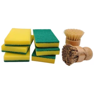 Green Dishwashing Scourer Sponge Kitchen Dishwasher Dish Cleaning Pads
