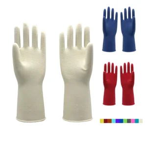 Green Powder Free Rubber Floral Cuff Mechanic Oil Resistance Rubber Gloves