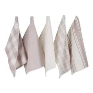 Grey + White Eco Friendly Yarn Dyed Cotton Kitchen Towel Roll Soft Quick Dry Water Absorbent Custom Design BSCI