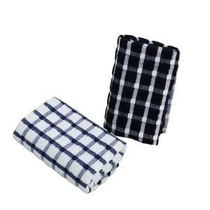 Grid Tea Kitchen Towel Quick-Dry Highly Absorbent Cotton Woven Plain Style OEKO-TEX Certified Customized Printing Home