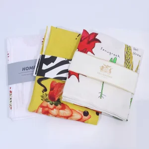 HOSHOM Custom Printed Linen Tea Towels Kitchen Dish Towels Cotton Dish Cleaning Cloth Sublimation Dish Towel White Tablecloths