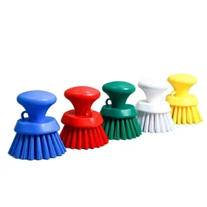 Hand held Palm Scrub Brush with Knob Handle for Cleaning Worktables Equipment and Containers in Food Processing Environments