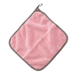 Handmade Microfiber Pineapple Plaid Double Sided Dish Towel Quick Dry Non Stick Oil Coral Velvet Hangable for Home Kitchen