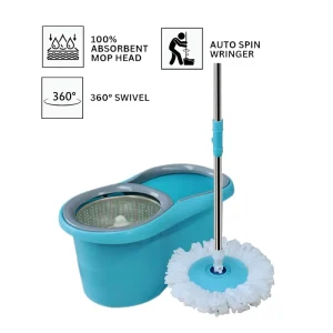 Hands Free Water Shield Turbo Dehydration Microfiber Steel Pole Swivel Handle 360 Rotating Floor Cleaning Spin Mop with Bucket