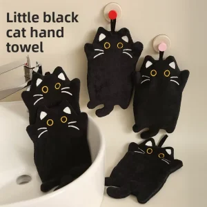 Hanging Little Black cat Towel Kitchen Heat Insulation Pad Thickened Absorbent Not Easy Shed Hair Cleaning Towel