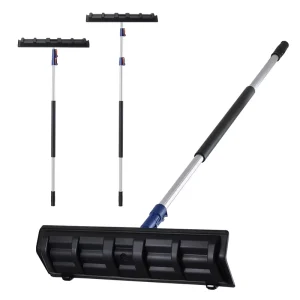 Hard Strong Snow Shovel Rake Plastic Blade Snow Removal Tool with Telescopic Aluminum Pole for Cleaning Ceiling Roof Floor Snow