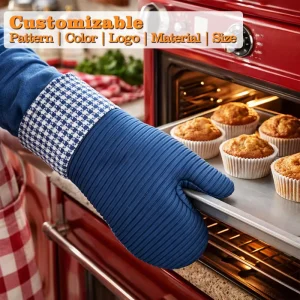 Heat Resistant Eco-Friendly Silicone Baking Gloves Mitts Set Custom Logo Thick Extended Cuff Dishwasher Safe for Kitchen
