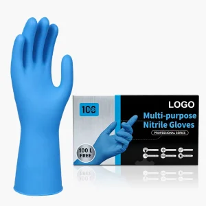 Heavy Duty Blue Nitrile Gloves 12Mil 12″ Length Powder Free Textured Disposable Nitrile Gloves Industrial Multi-Purpose