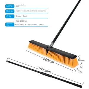 Heavy Duty Broom with Telescopic Handle Stiff Bristle Outdoor Floor Scrub Brush for Patio Deck Garden Concrete Garage