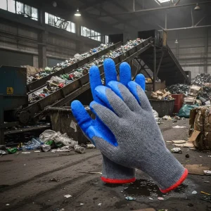 Heavy Duty Crinkle Finish Rubber Palm Protection Waste Management Recycling Refuse Handling Safety Latex Coated Work Gloves