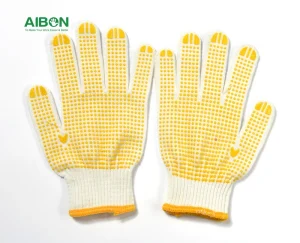 Heavy Duty Industrial Rubber Cut Resistant Grip Cotton Gloves With Pvc Manufacturer in China