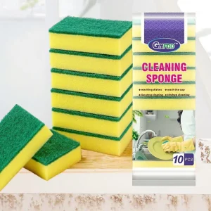 Heavy Duty Kitchen Cleaning Sponge with Polyester Scrub Pad High Quality No Scratch Scouring Pad Easy Clean for Dishwashing