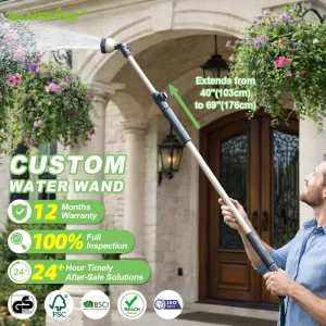 Heavy Duty Manual 4 Pattern Telescoping Watering Tool Patented 69” Extendable Water Wand Watering Hanging Baskets