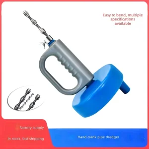 Heavy Duty Manual Drain Auger with Flexible Steel Spring for Toilet and Sink Unclogging Hand Crank Pipe Cleaner Tool