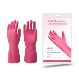 Heavy Duty Medium 11mil Unlined Red Household Kitchen Nitrile Gloves 13inch Long Cuff Non Slip Grip Reusable Waterproof Durable
