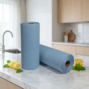 Heavy Duty Nonwoven Lint Free Kitchen Oil Cleansing Wipes Roll Plain Style Cleaning Cloths