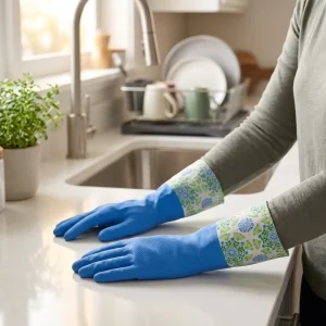 Heavy Duty Reusable Latex Gloves Diamond Texture Anti Slip Waterproof Eco Friendly Wear Resistant for Household Kitchen Cleaning